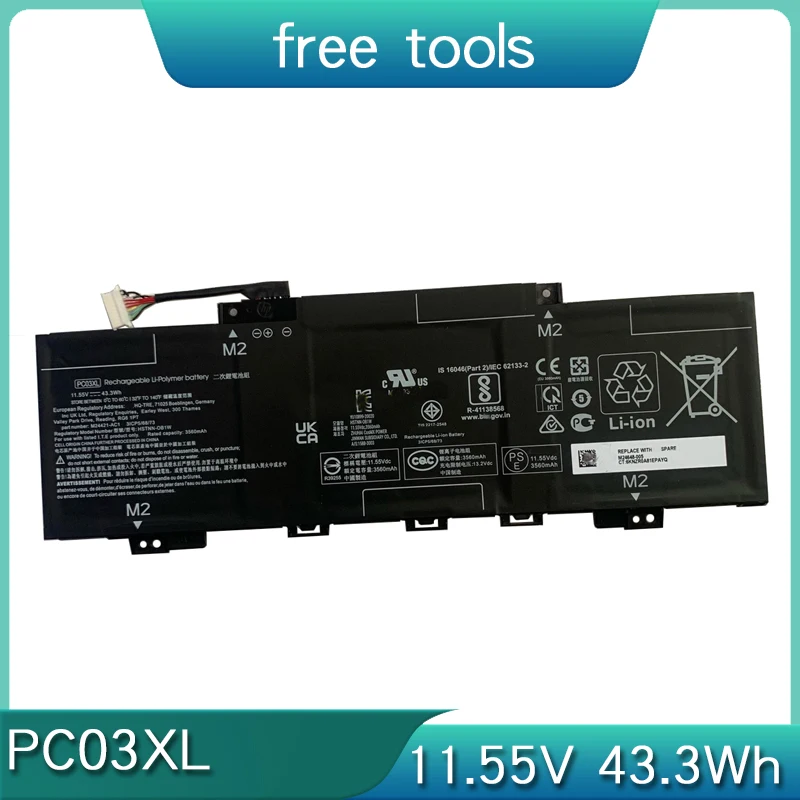 Новый аккумулятор PC03XL 11 55 В 43 3 Втч для HP Pavilion X360 ConvERtible PC 14-DW0021NA 15-ER0125OD PC03043XL M24421-271 AC1