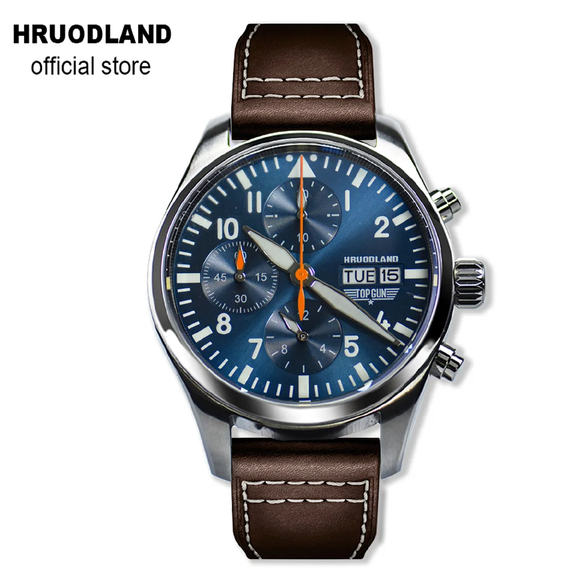 

Hruodland Quartz Stainless Steel Chronograph Men Watches Sapphire Crystal 100m Water Resistance Multifunction Pilot Wrist watch