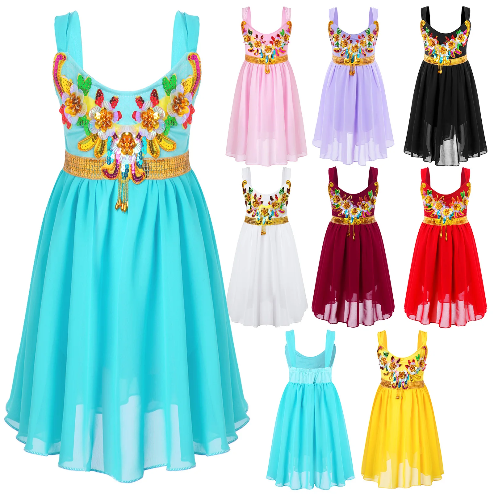 Детское блестящее платье с блестками для девочек