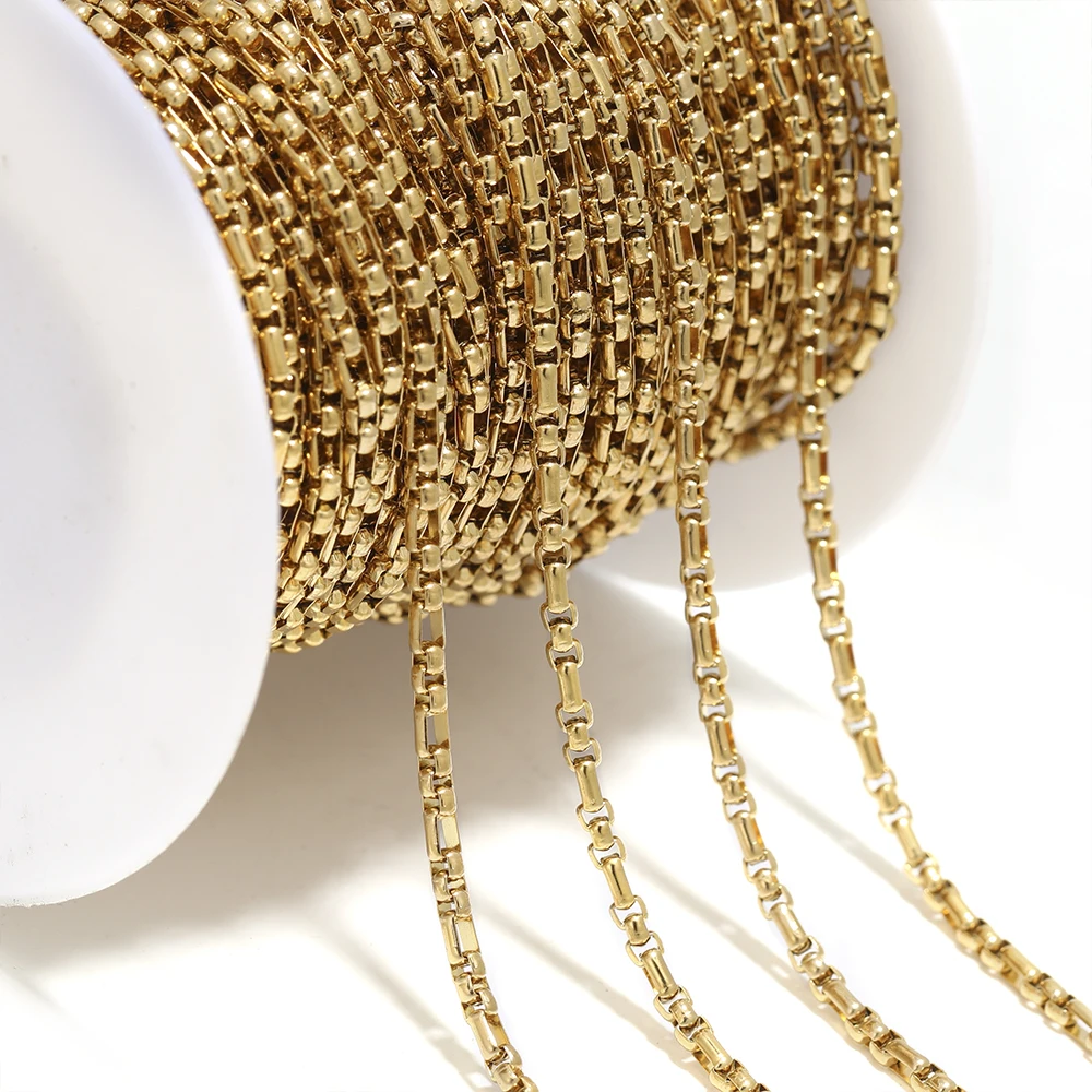

1Meter Stainless Steel Witdth 3mm Long Box Chain Oval Link Chain Necklace For Gold Color DIY Jewelry Necklace Bracelet Supplies