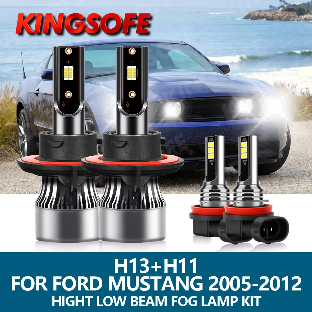 

4Pcs LED Headlight H13 H11 Car Light 16000LM 80W 6000K CSP Chip Hight Low Beam Bulbs Fog Lamp Kit For Ford Mustang 2005-2012