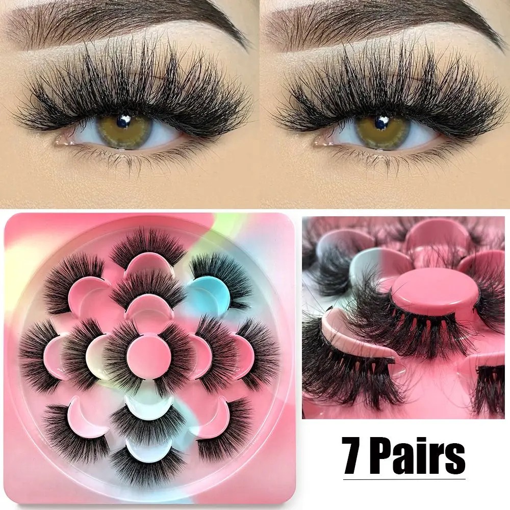 

7 Pairs 8-25mm 3D Mink Hair False Eyelashes Full Strip Fluffy Fake Lashes Dramatic Messy Long Eye Lashes Handmade