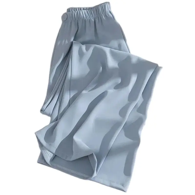 Костюм из ледяного шелка брюки с широкими штанинами женские свободные прямые