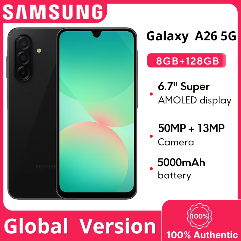 Фото Глобальная версия смартфона Samsung Galaxy A26 5G с процессором Exynos 1380, 6,7-дюймовым Super AMOLED дисплеем 120 Гц, 50-мегапиксельной камерой и батареей 5000 мАч №1