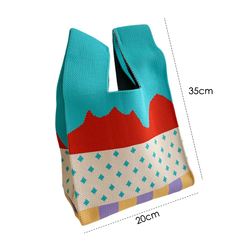 Sweet Polka Dot Knitted Checkerboard Bag Personality Versatile Shoulder Handbag Female Handbag