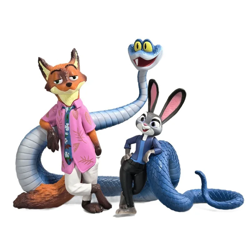 Фото Набор из 3 фигурок Zootopia 2, 15 см, Ник Уайлд, Джуди Хоппс, Гарет, ПВХ-модели, декор для стола №5