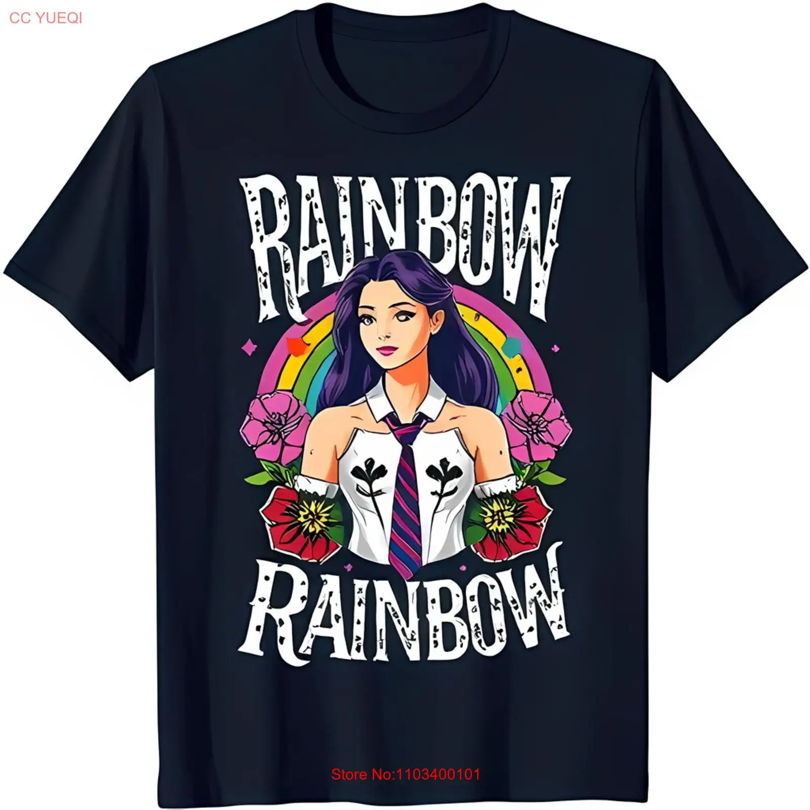 Стильная черная футболка с красочной радужной графикой и шикарным дизайном