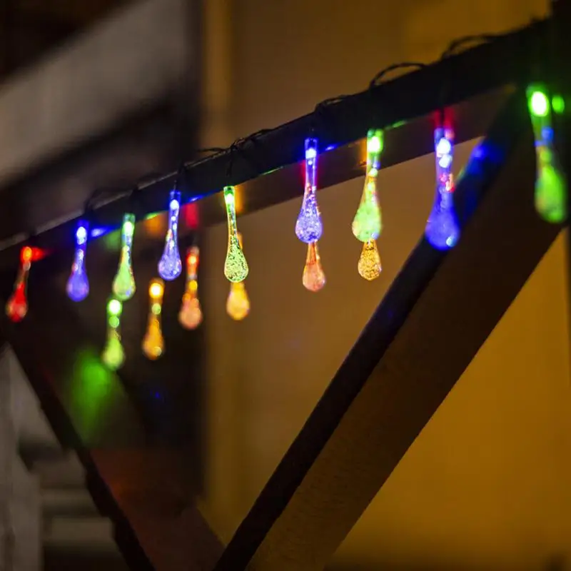 

Солнечные светильники в форме капли воды, водонепроницаемые гирлянды, светильники на солнечной энергии, осветительные полосы украшения для рождественской вечеринки Navidad
