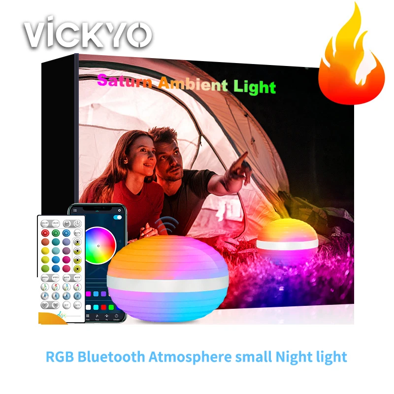 

VICKYO светодиодный RGB, Bluetooth, сенсорное управление, перезаряжаемая для игровой комнаты, спальни, настольные декоративные лампы