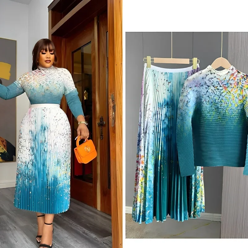 Miyake сложенный модный топ с длинными рукавами и принтом свободная плиссированная