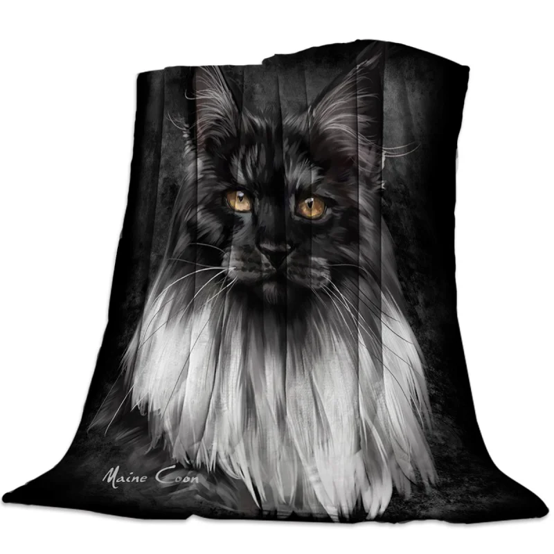 

Фланелевое Одеяло с черной кошкой и волосами для кровати, дивана, портативные мягкие пледы, плюшевые покрывала для спальни, дивана, дивана