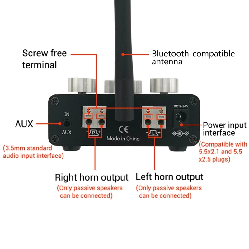Плата Hi-Fi цифрового усилителя звука Bluetooth5.0 2x100 Вт стереоусилитель с USB AUX-входом