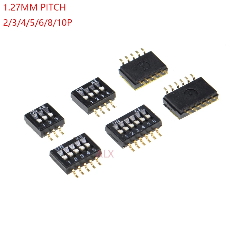 

5 шт. Позолоченные SMD SMT 2/3/4/5/6/8/10 позиционные биты двухрядный переключатель 1,27 мм шаг переключатель слайдов 2p/4p/6p/8p DSHP04TSGER