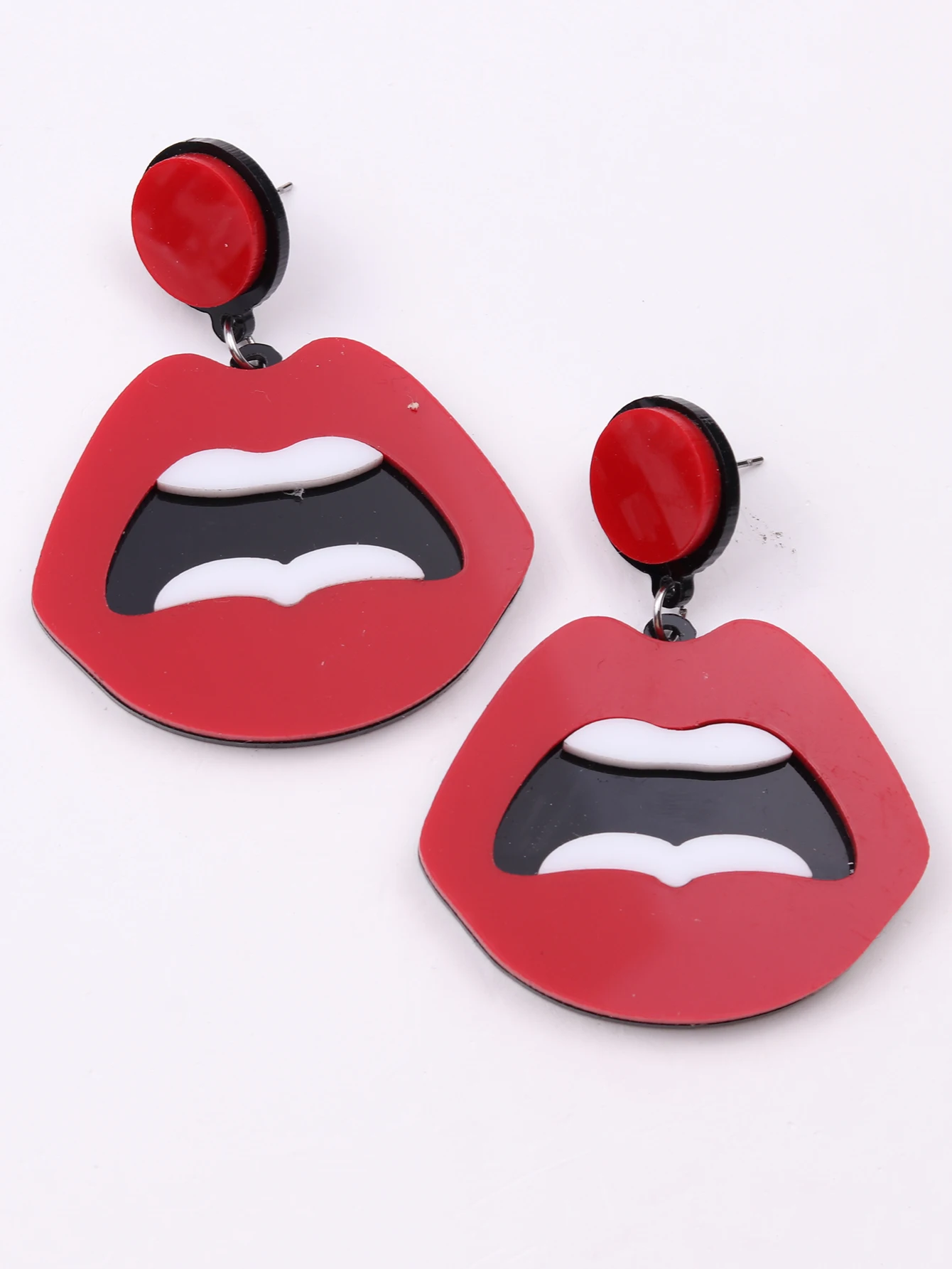 1 пара крупных ярко-красных акриловых сережек с молнией подходят для женщин