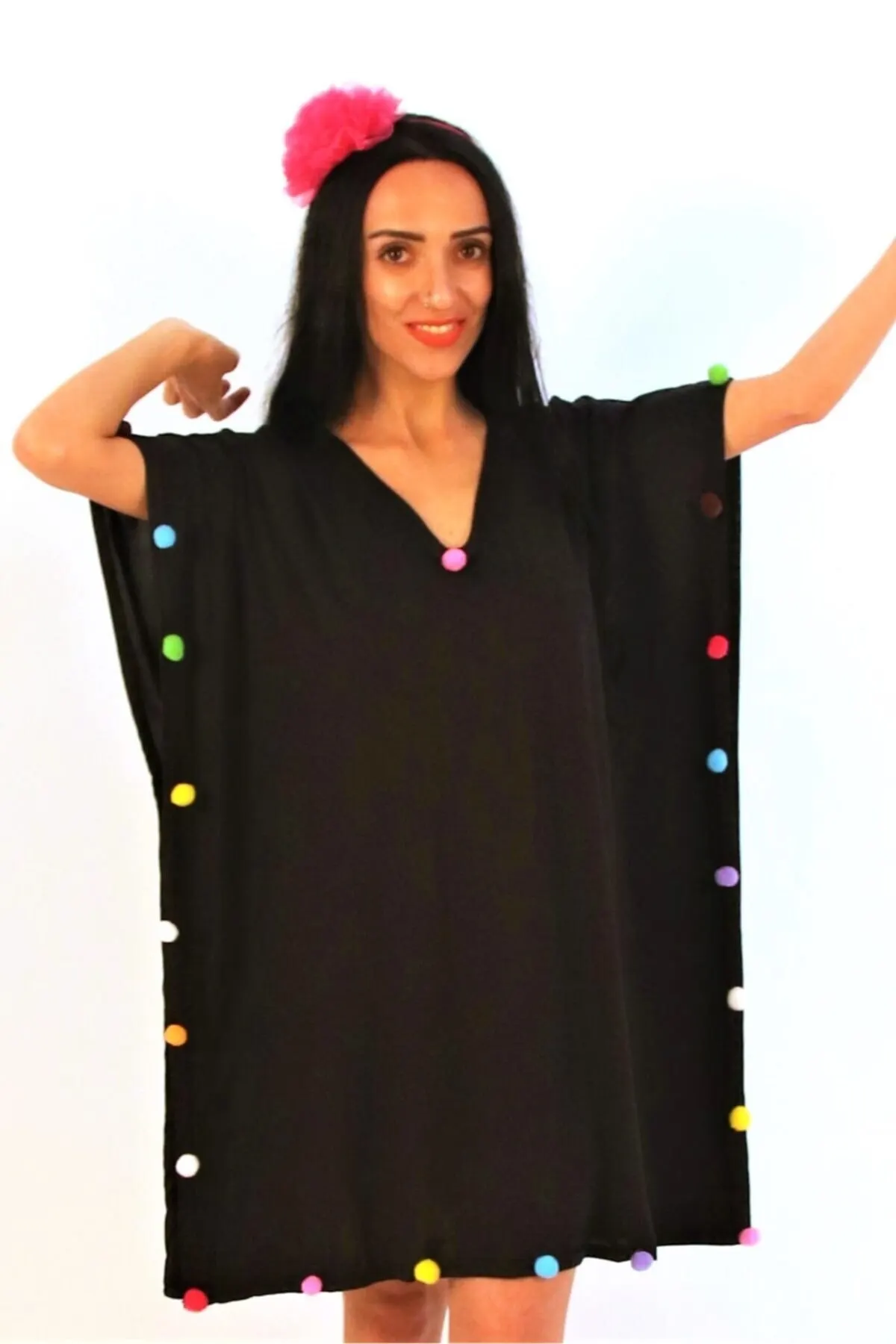 

Women's Pareo Colorful Pompom Beach Wear Swimwear Cover Dress Sexy Tunic Suit Beachwear Female Beach Bikini Cover