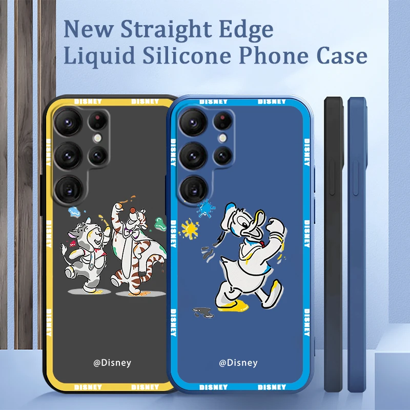 

Phone Case For Samsung Galaxy S22 S21 S20 Pro FE S10 Note 20 10 Plus Lite Ultra 5G Winnie the Pooh Donald Duck Liquid Rope Cover