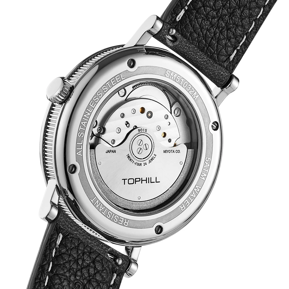 Фото Часы TOPHILL, 40 мм, автоматические механические часы, 5 атм, механизм Miyota 9015, автоматические часы, сапфировые часы из нержавеющей стали, деловые часы №5