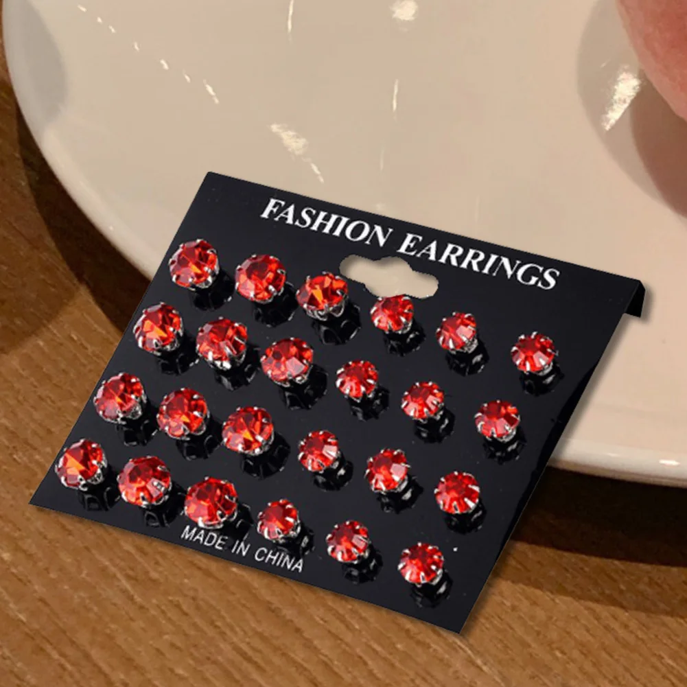 

12 Pair Size Color Zircon Stud Earrings SET Shine Crystal Ear Studs for Men&Women Punk Party Jewelry Fashion Mini Earring