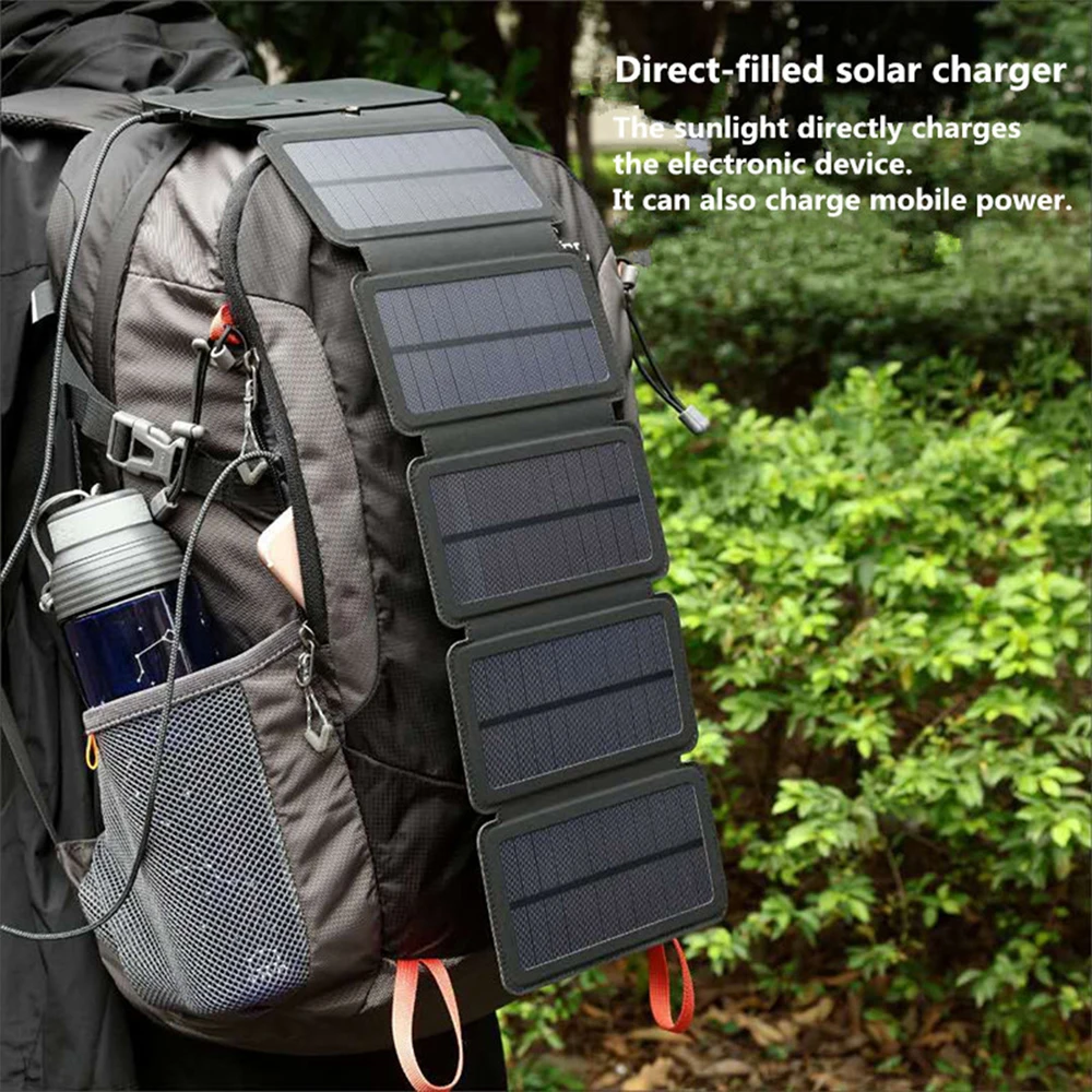 

Folding 10W Solar Cells Charger Portable 5V 2.1A USB Output Device Solar Panels Kit Outdoor Survive Tools For Smartphones Power