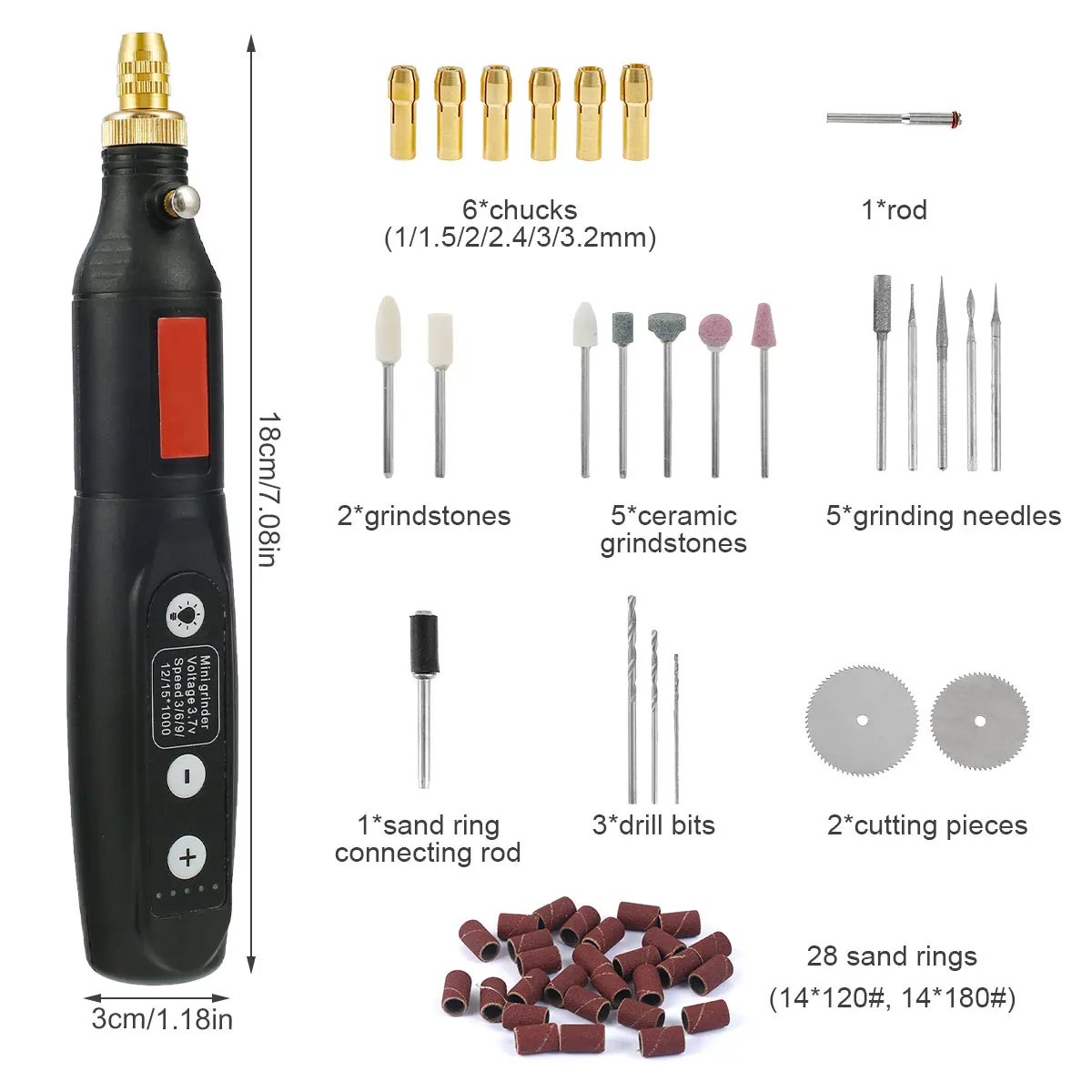 

Cordless Drill Wireless Rechargeable Engraving Polishing Pen Rotary Tool Hand-held Wood Engraving Tool with LED Light