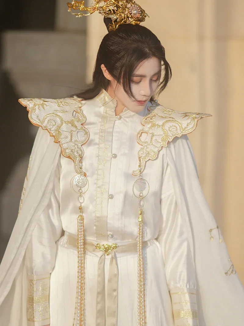 Китайское платье ханьфу большого размера 3XL мужская и женская белая рубашка с