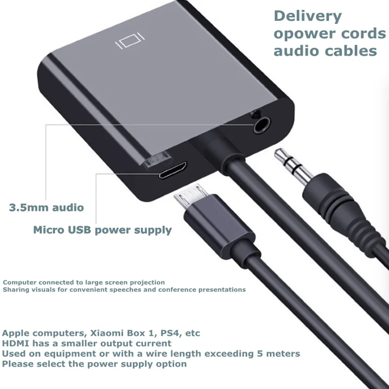 Конвертер HD 1080P DVI24+1 Micro Mini HDMI в VGA, с разъемом 3,5 мм, аудио блок питания Micro USB, для ноутбуков, ПК, телевизоров, (art.: 3920cd81f06ab) - 3920cd81f06ab