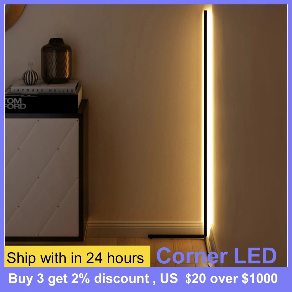 

Nordic LED Floor Lamp Modern Simple Warm White Corner Rod Light for Living Room Bedroom Interior Atmosphere Standing Indoor