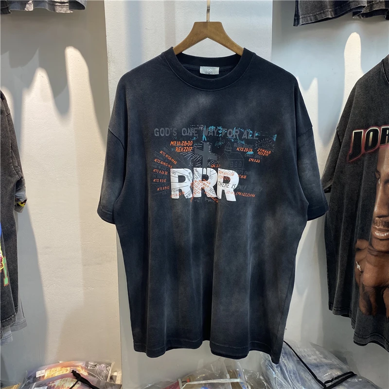 

2022ss Tie Dye RRR123 Fashion T Shirt Men 1:1 High Quality RRR 123 Women Vintage Shirts Washed Heavy Fabric Tees Mens Clothing