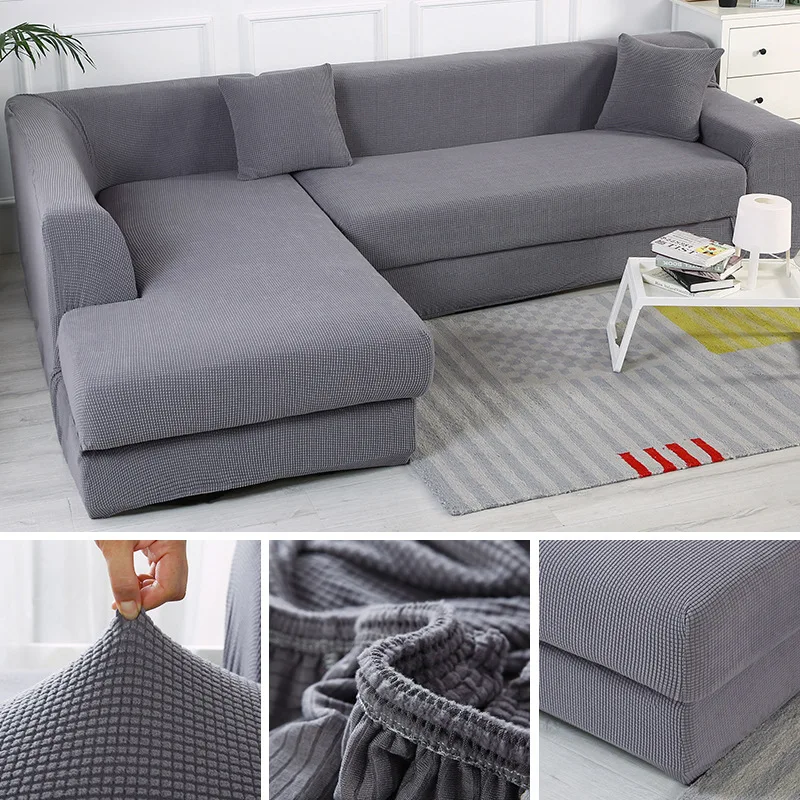 

Polar fleece stretch sofa set of pure color sofa cover