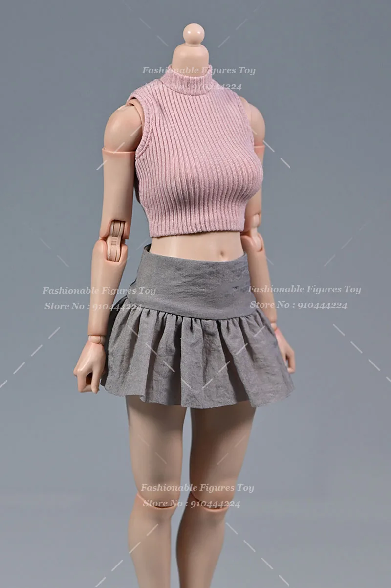 1/6 Женская однотонная плиссированная мини-юбка с высокой талией в стиле