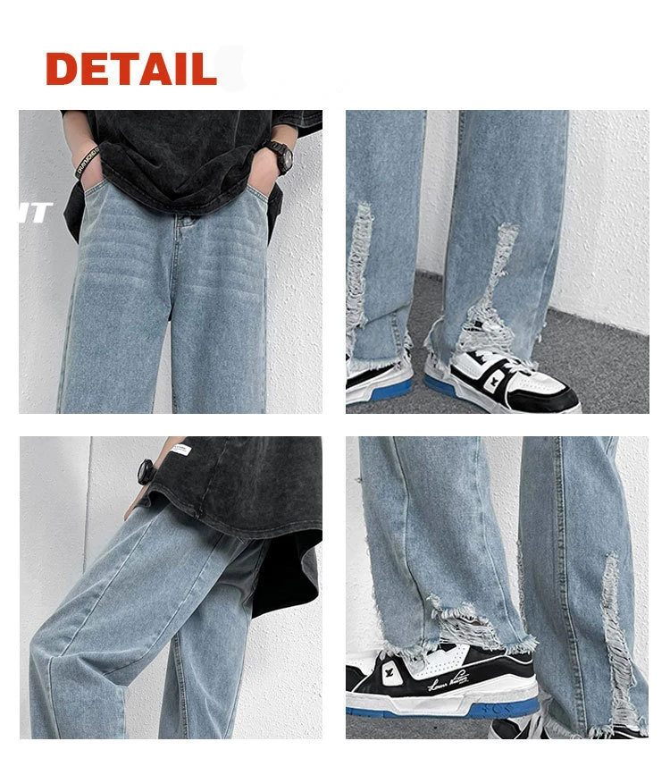 Men's Jeans Harajuku Trend Casual Solid Color Straight Loose Jeans Korean Style Hip Hop Jeans Y2k Streetwear Boyfriend Jeans MEN