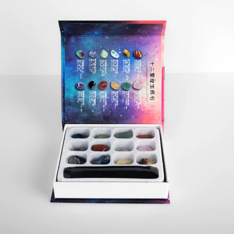 Образцы натурального камня в подарочной коробке необработанный минерал кварц