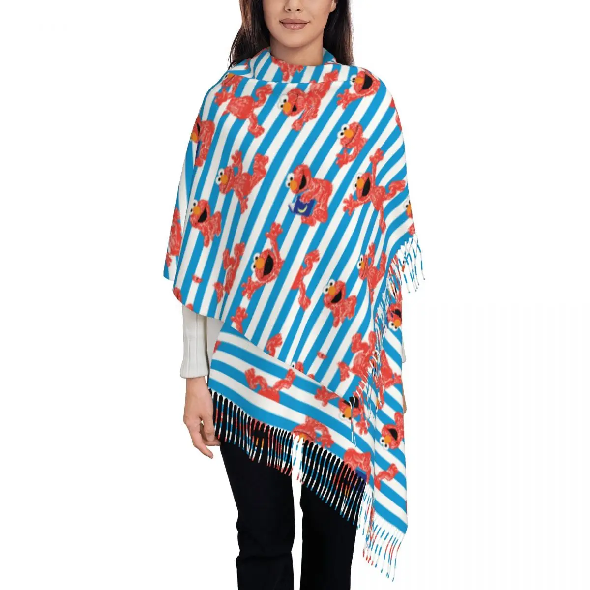 Печенье монстр карандаш Elmo полосатый узор шаль обертка женский зимний большой