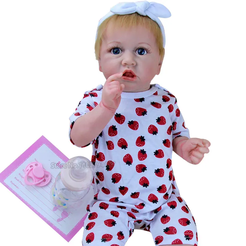 

Кукла-младенец реборн 22 дюйма, мягкая виниловая кукла блонд, Реалистичная силиконовая 3D кожа, банка для ванны, для девочек с одеждой, детская игрушка «сделай сам», подарок