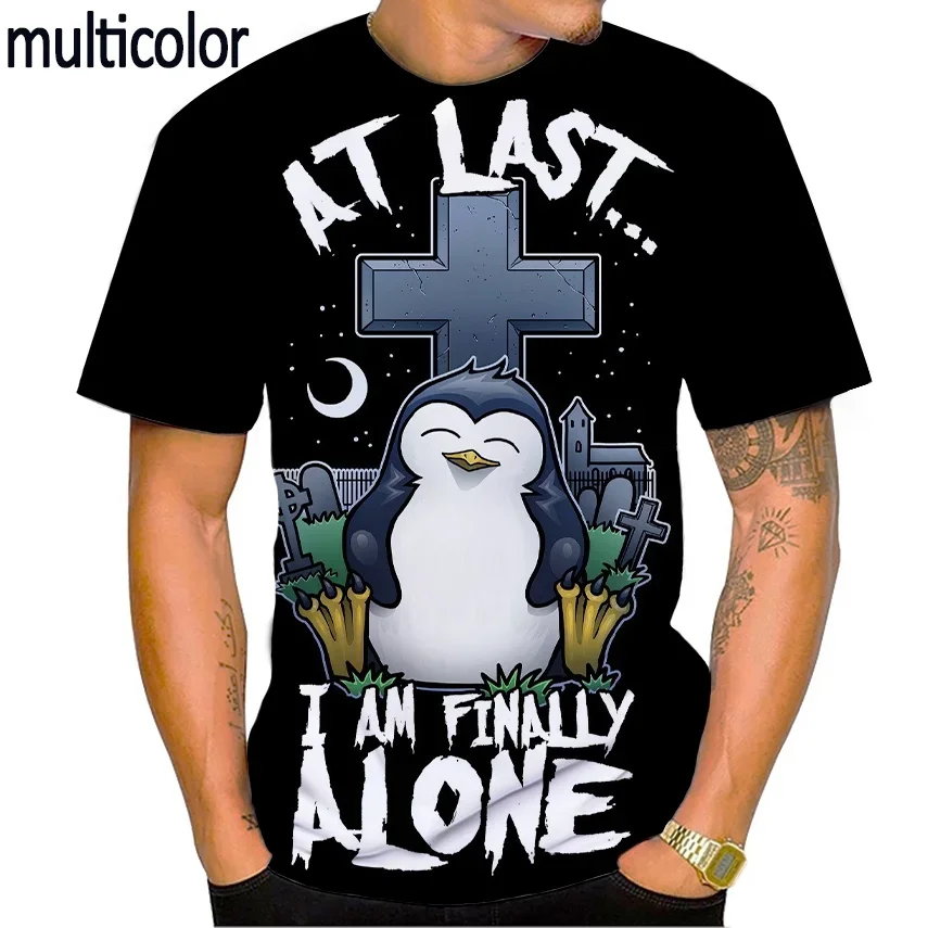 Футболка с 3D-принтом психопингвина забавная уличная одежда унисекс модный топ
