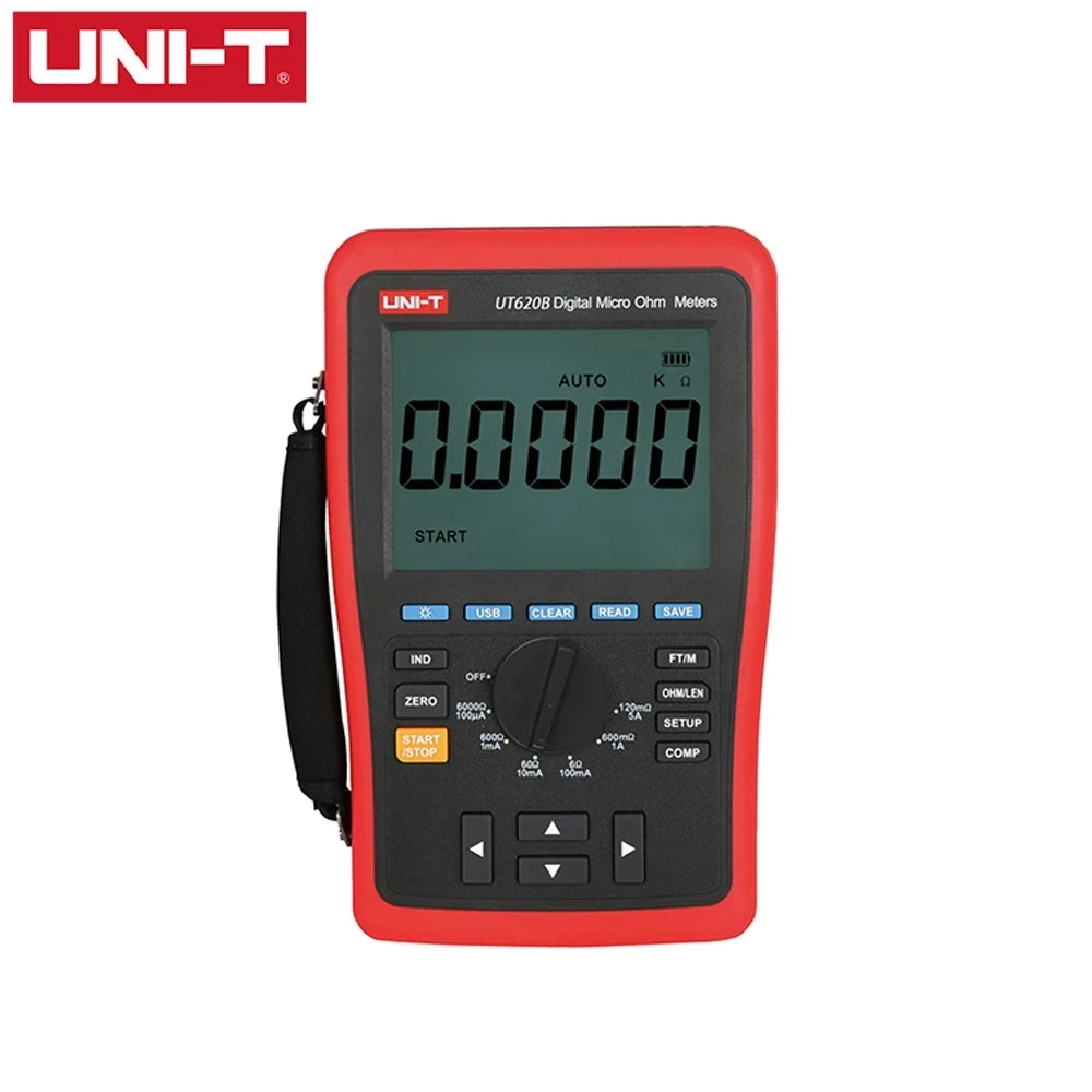 

UNI-T UT620B Digital Micro Ohm Meter Portable DC Low Resistance Tester Four-wire Measurement USB Transmission Milliohm Meter