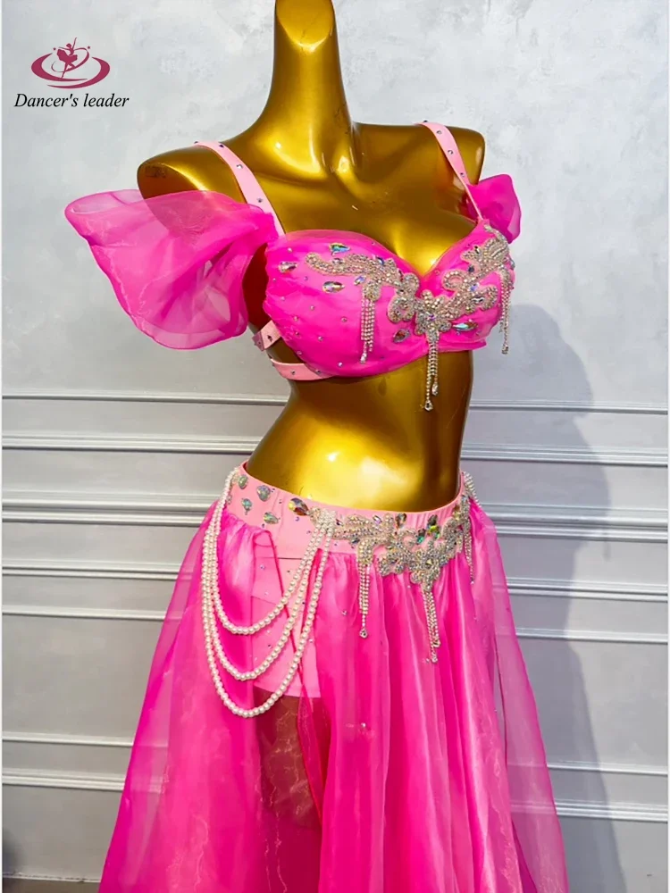 Фото Профессиональное платье для танца живота yesBelly Dance: Элитный комплект с бюстгальтером-розой и разрезом, для взрослых женщин, стандартная сценическая профессиональная одежда №1