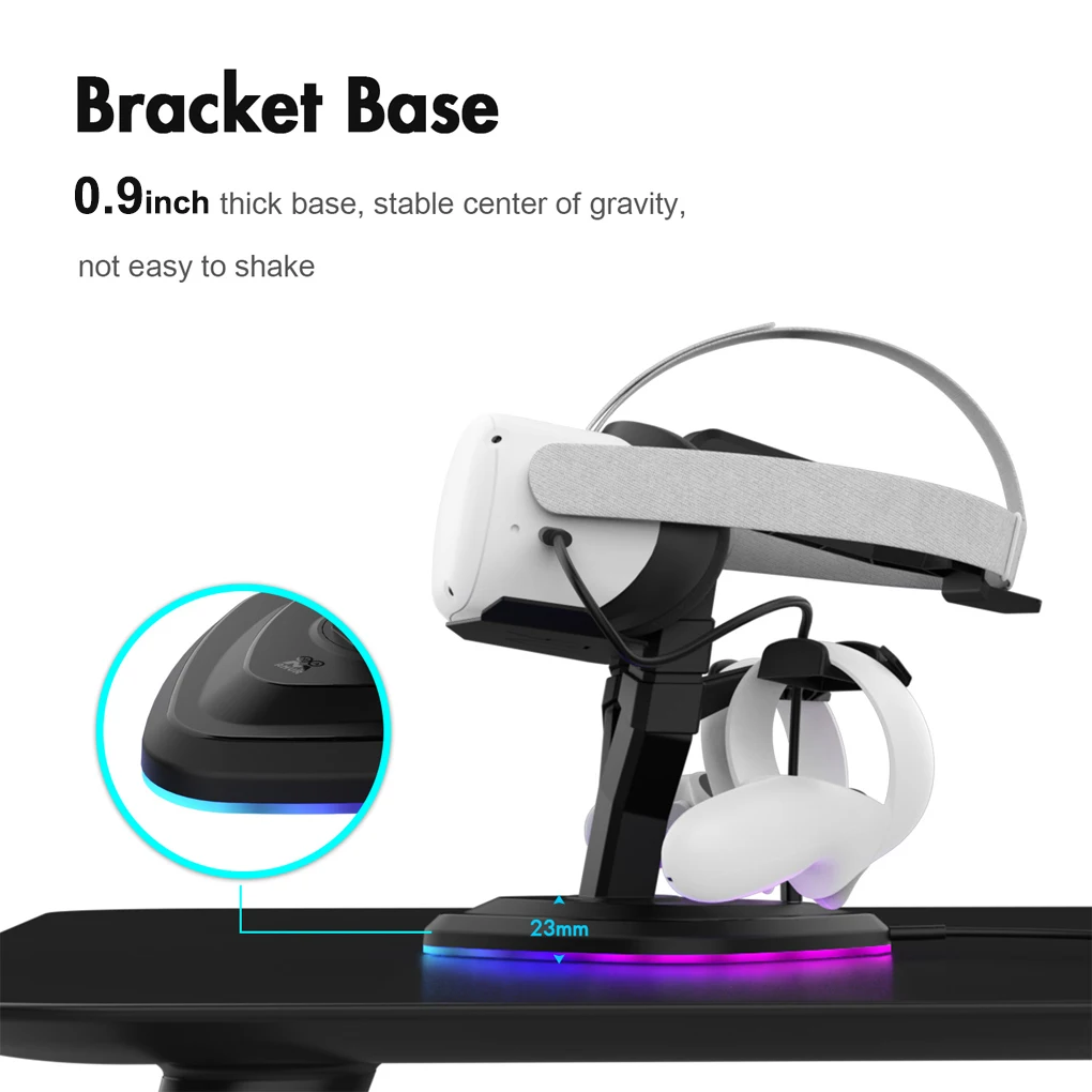 RGB Colorful Charger Dock Holder 5.0V DC 3.0A for Quest 2 Helmet Gamepad Anti-slip Charging Docking Station Base |