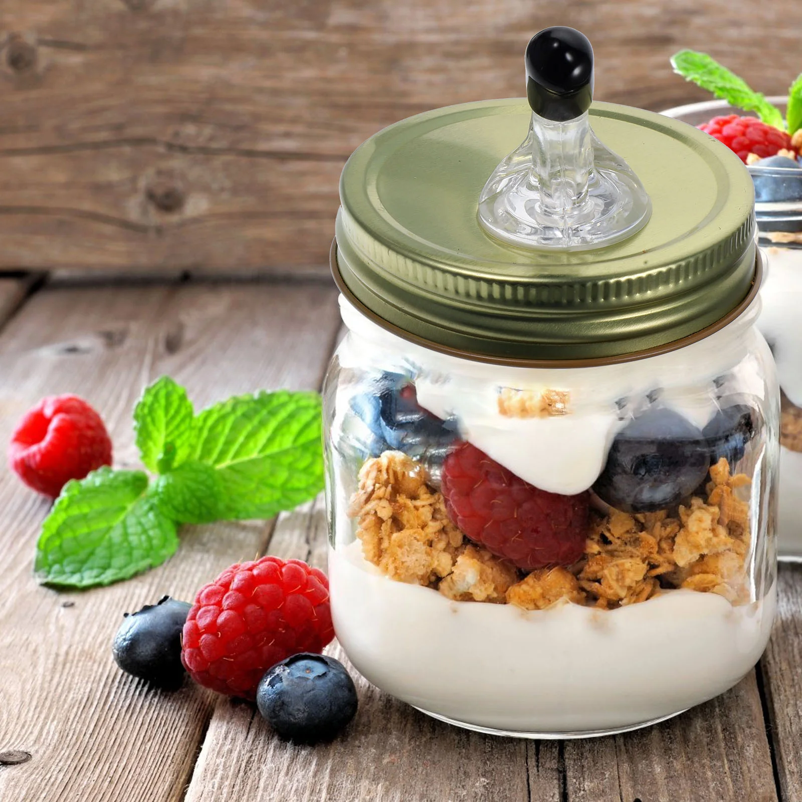 

2 Set Small Nozzle Pour Lids Mason Jars Wide Mouth Drinks Spout Colored Pitcher