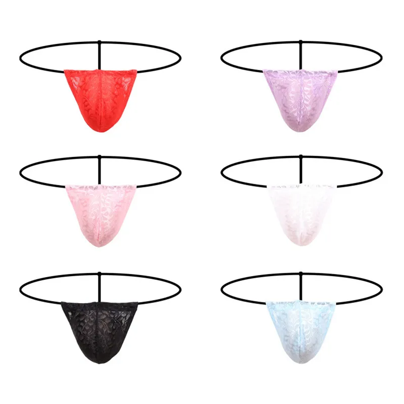 

6PCS Underwear Men's Thongs Pouch G-String Underwear Big Package Thin Belt T-Back Panties Breathable Bulge Thong Men Panties