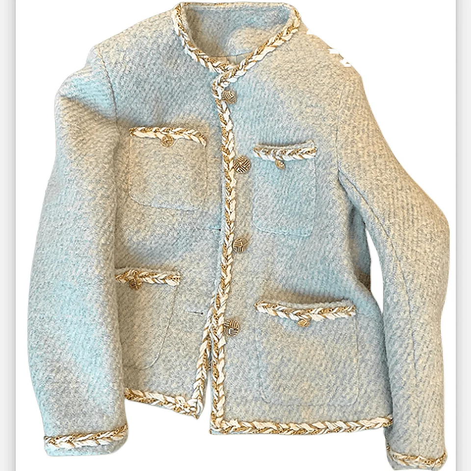 

Женское пальто, Коллекция осень-зима 2022, модное элегантное твидовое пальто Джокер, короткое пальто, корейская модная женская одежда с карма...