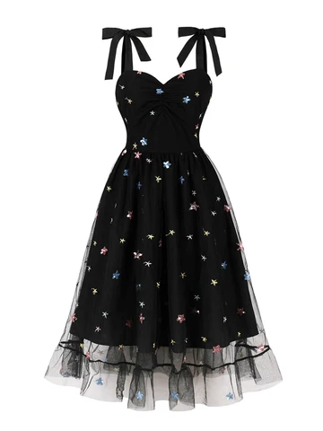 Женское длинное плиссированное платье Tonval, Сетчатое винтажное платье миди с завышенной талией и узлом в виде клубники