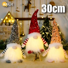 크리스마스 인형 엘프 그놈 LED 조명 홈 크리스마스 장식, 30cm, 크리스마스 나비다드 새해 2023 어린이 선물