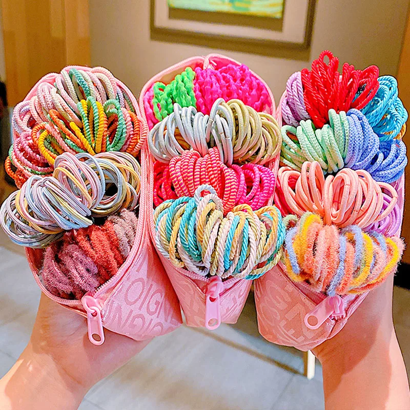 

Kid Hair Bands Girls Hair Tie Hair Accessories Scrunchie Rubber Colorful Elastic Hair Bands