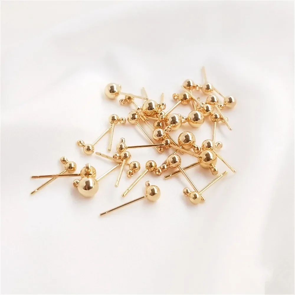 1 пара 14-каратных позолоченных шариковых игл гвоздей для ушей с подвесным кольцом