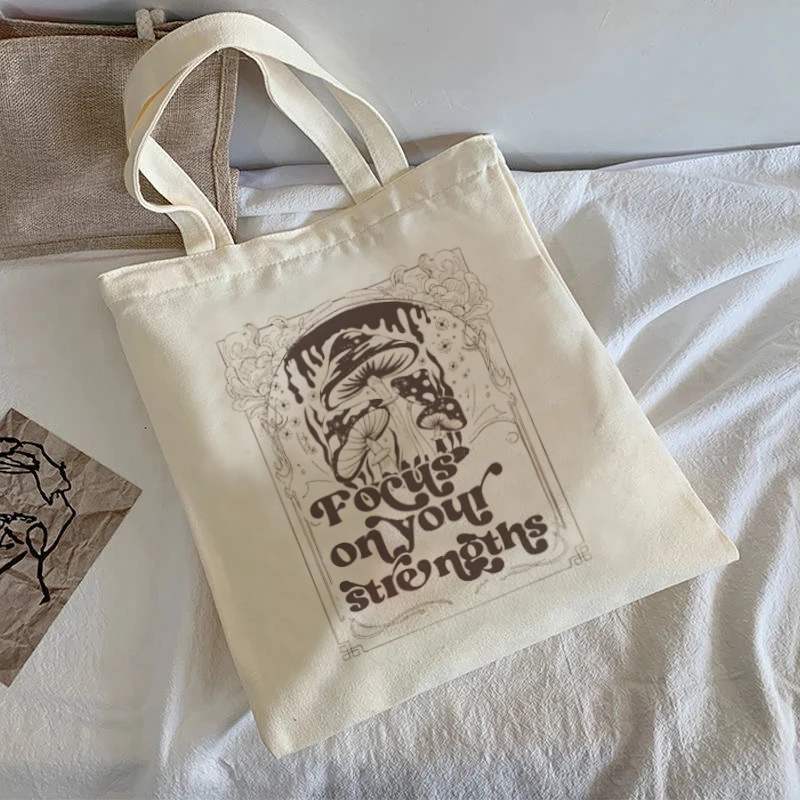 

Холщовая Сумка с принтом «гриброн» с надписью, Повседневная Дамская сумочка большой вместимости в стиле хип-хоп и японского аниме, модная ж...