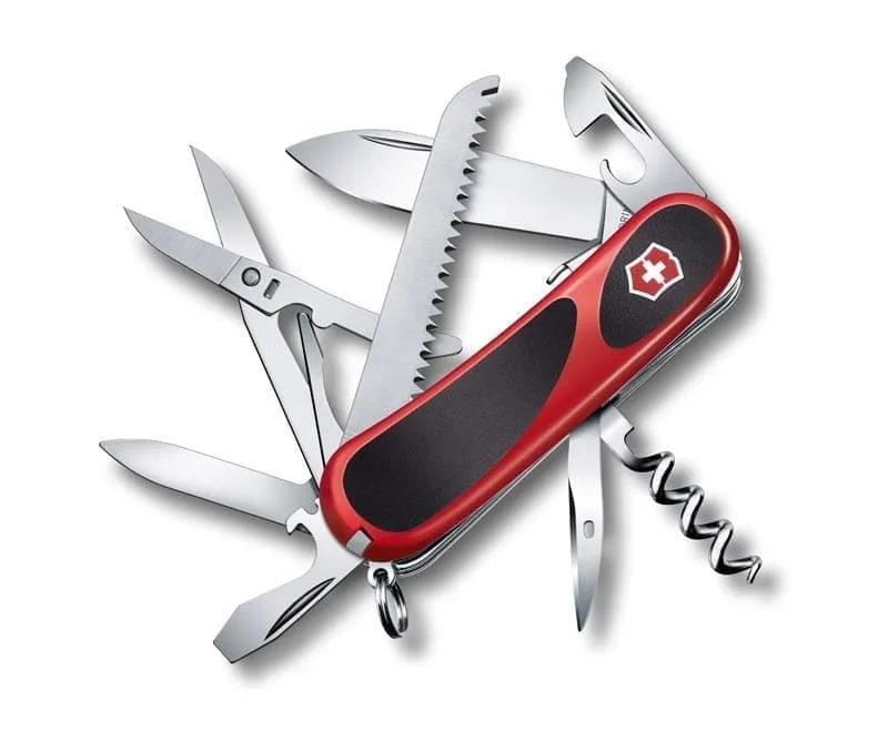 Нож перочинный VICTORINOX Evolution S17 85 мм 15 функций с фиксатором лезвия красный чёрным |