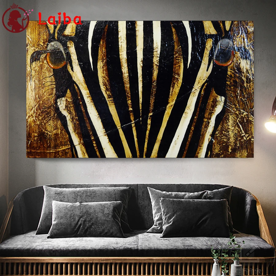 

Алмазная живопись, абстрактная черная Золотая Зебра, вышивка крестиком, Алмазная мозаика, картина Стразы, вышивка кристаллами, бисером, рук...