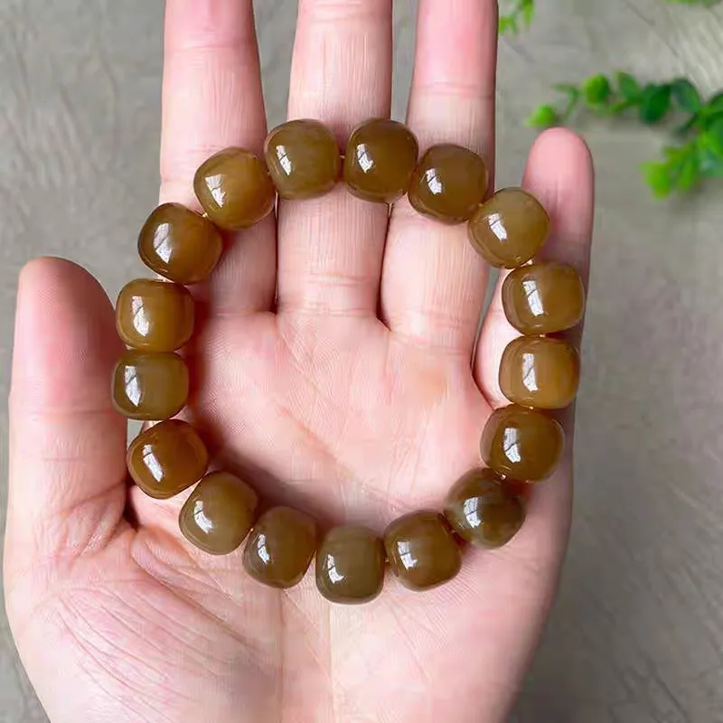 Синьцзян Хэтянь Коричневые нефритовые бусины Браслет с одним кольцом Циамо