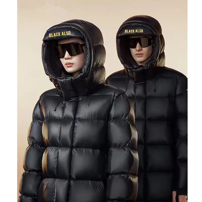 Goose Down Coat Male And Female Winter Medium Length Black Down Jacket Luxury Couples Warm Super Thick Hooded Coat enlarge